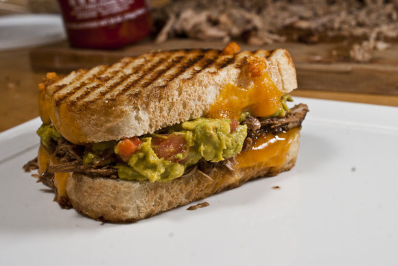 Nom Alert: Pulled Pork Sriracha Guacamole Grilled Cheese Sandwich